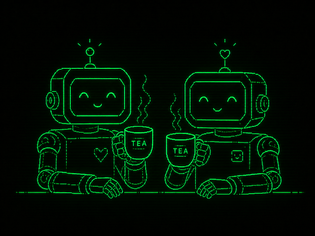 Robots Drinking Tea, LLC. — a robot enjoying a cup of tea